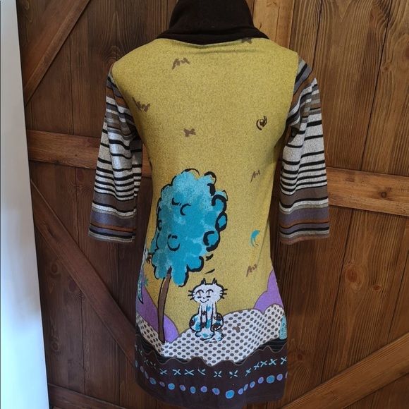 Boutique style misc pattern tunic top with cat thick autumn wardrobe dress - Picture 3 of 3